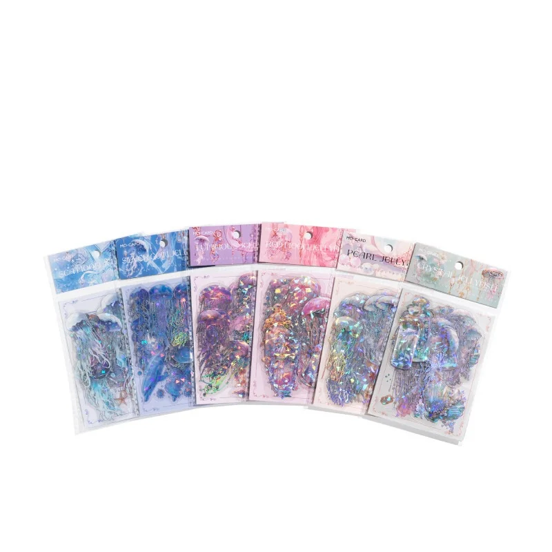 20Pcs Retro Shiny Pink Jellyfish Stickers Colorful Stereoscopic Design Diy Decoration Stationery Stickers