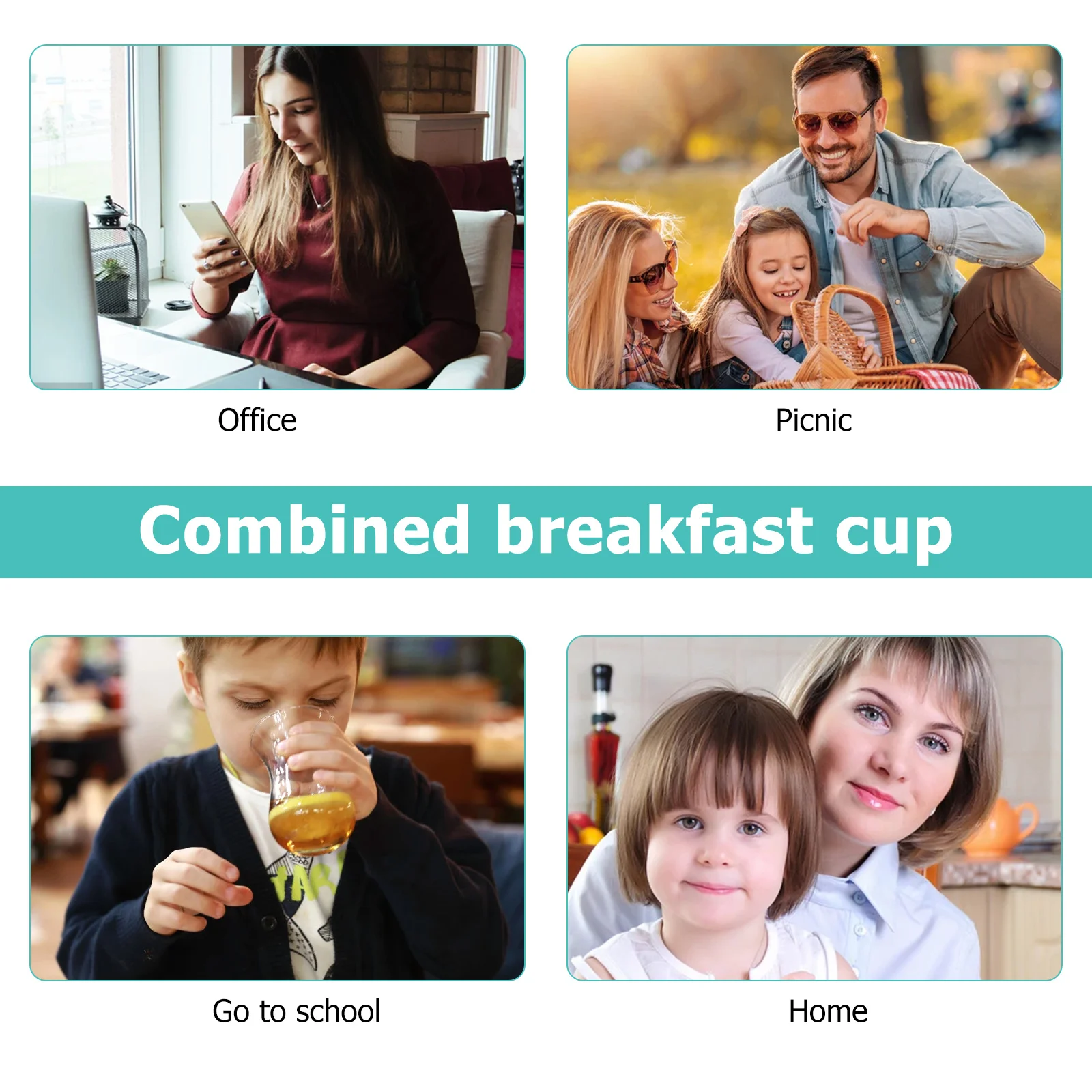 Food Containers Breakfast Cup Combined Children Kids and Milk Pink Complementary Travel