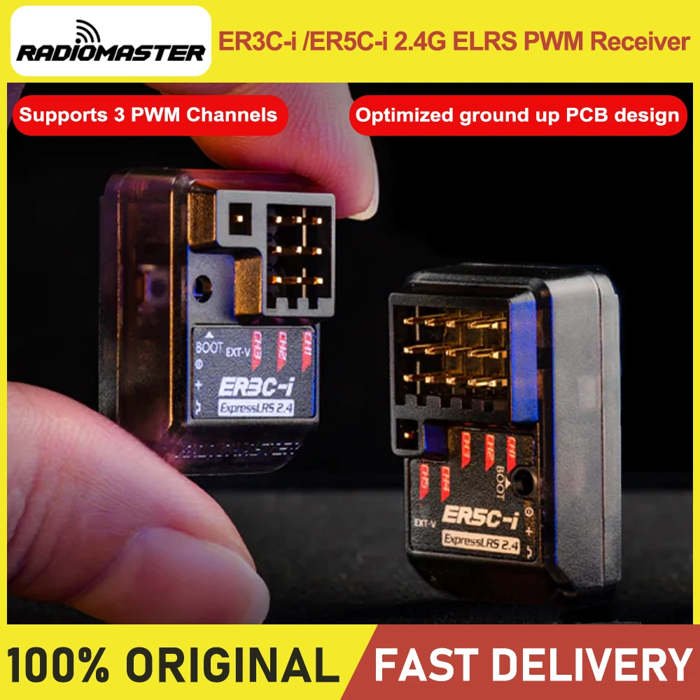 

Radiomaster ER3C-i ER5C-i 5CH 2.4GH ExpressLRS Built in Antenna PWM Receiver For RC Car Boat