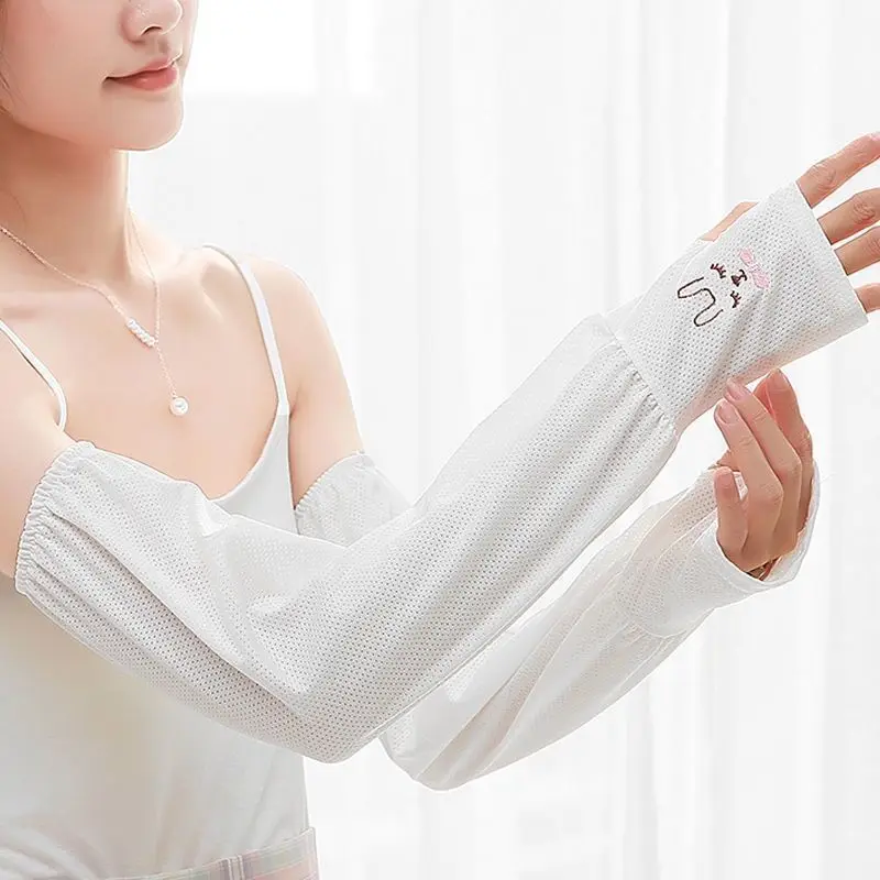 

Women's Summer Lightweight Loose Ice Silk Sun Protection Sve Covers Breathable Arm Protector Rabbit Ice Sve
