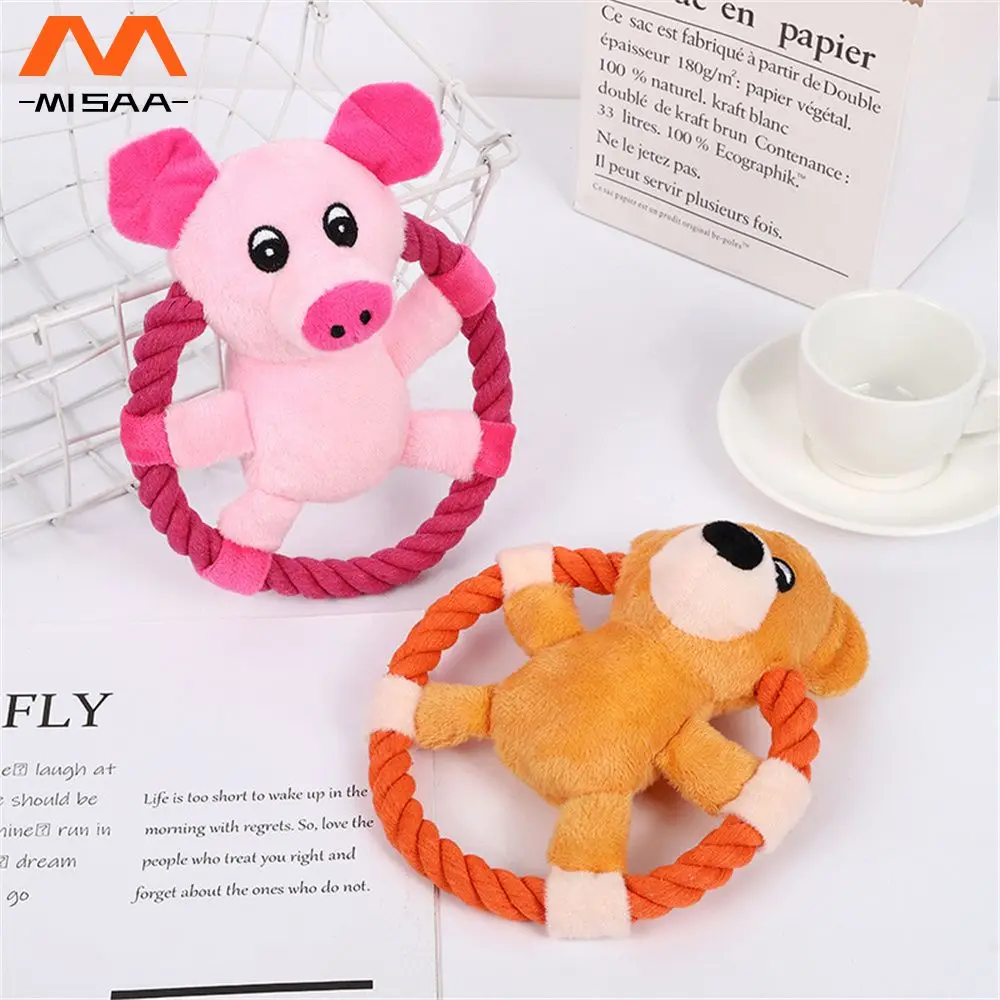 Dog Plush Toys Soft Circular Design Three Types Plush Interactive Bite Resistant Excellent Materials 14×17cm