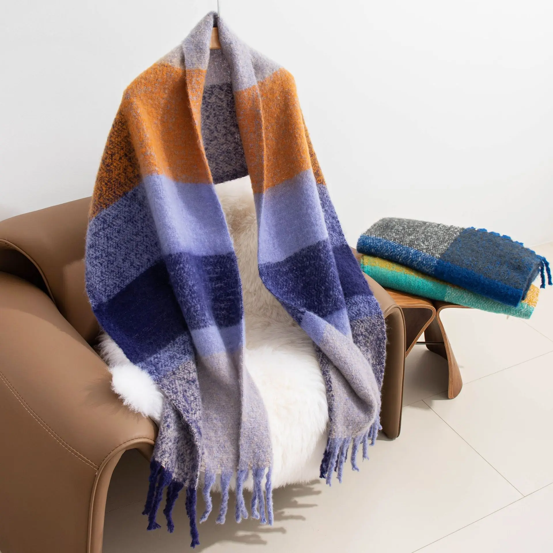New Fashion Winter Scarf Thick Warm Solid Cape Wraps Luxury Female Pashmina Designer Brand Shawl Long Tassel