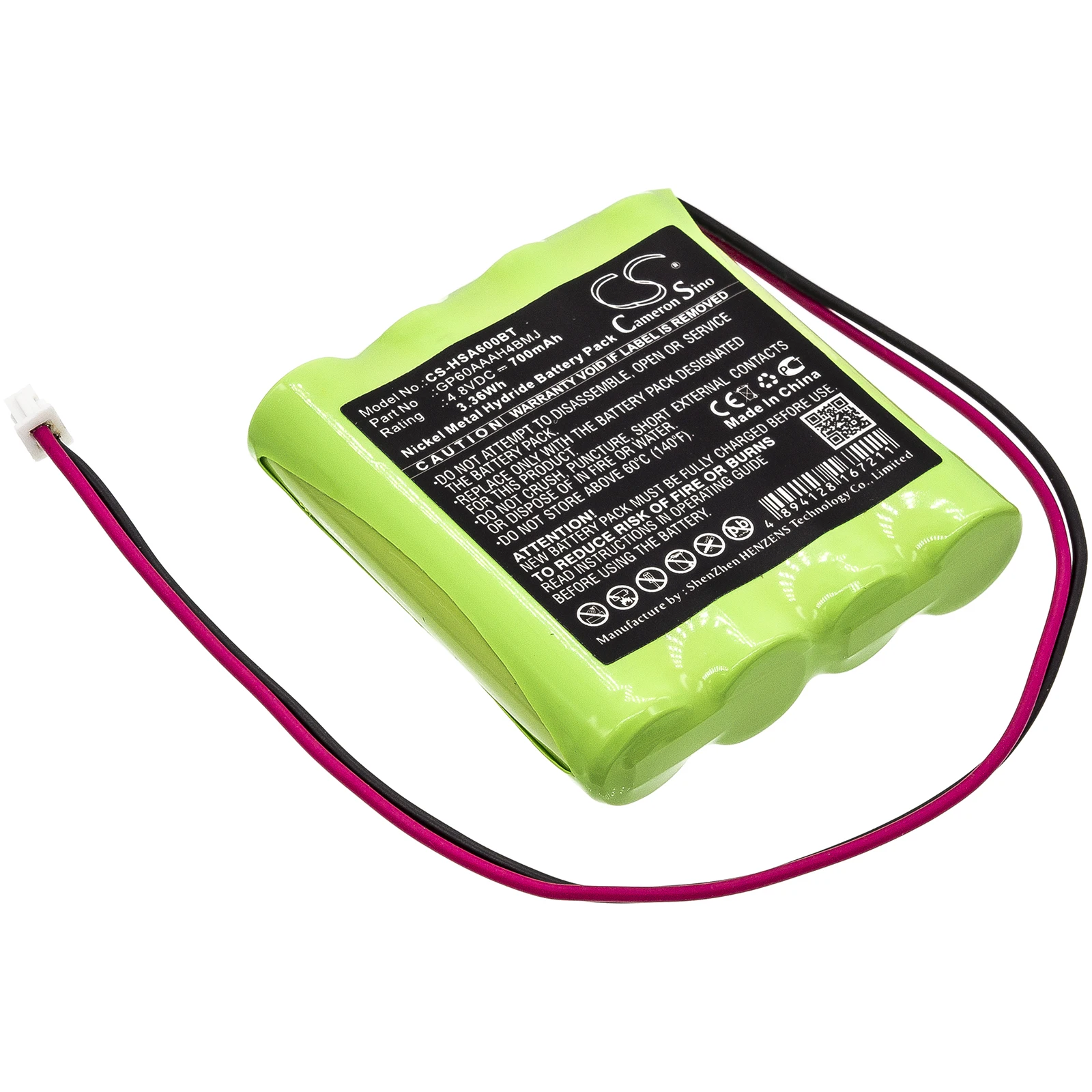 

Ni-MH Alarm System Battery for Yale, 4.8V, 700mAh, Compatible Models: EF Panel Alarm Control Panel, IA-320, SR-310, SR-320