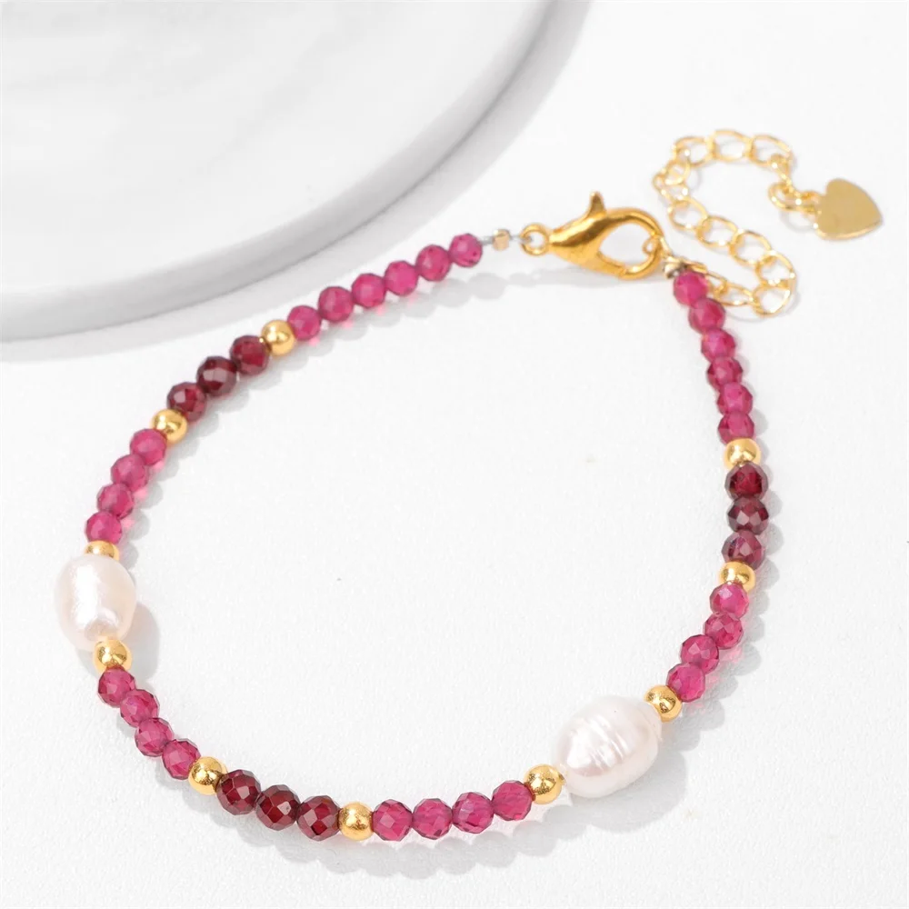 3mm Smoky Quartzs Beads Heart Chain Bracelet Natural Pearl Zircon Crystal Faceted Bead Bracelets For Women Men Exquisite Jewelry