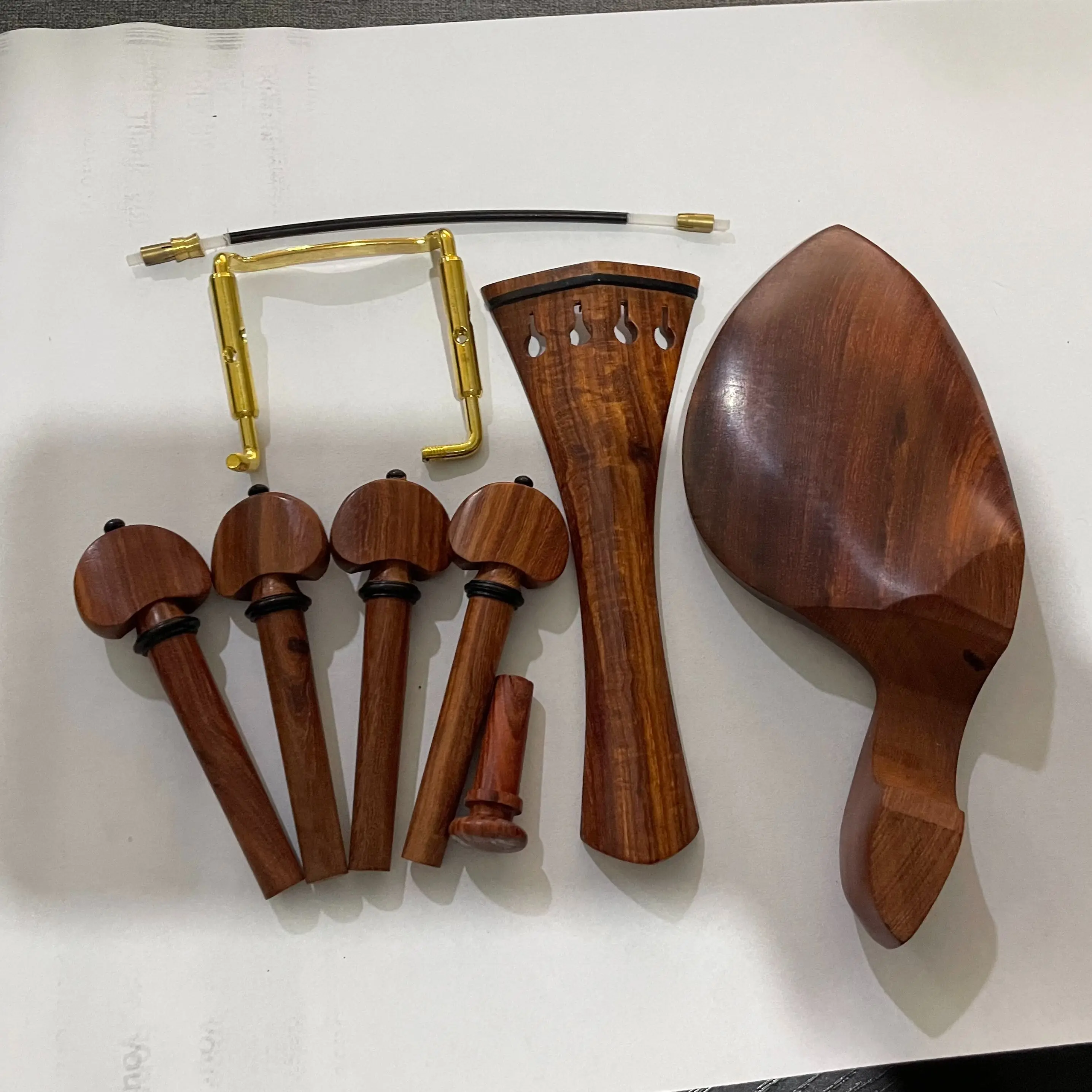 Violin Natural Ebony Wood Accessories, Parts Fittings,Tailpiece, Tuning Pegs, Endpins, Chin Rest, Chin Holder, High Quality, 4/4