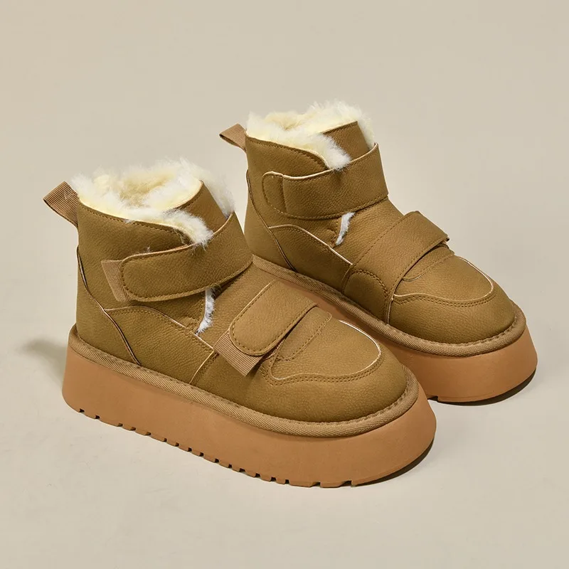 أحذية الثلوج متعددة الاستخدامات للنساء 2025 شتاء جديد الصوف سميكة الدافئة عدم الانزلاق منصة صغيرة أحذية قطنية