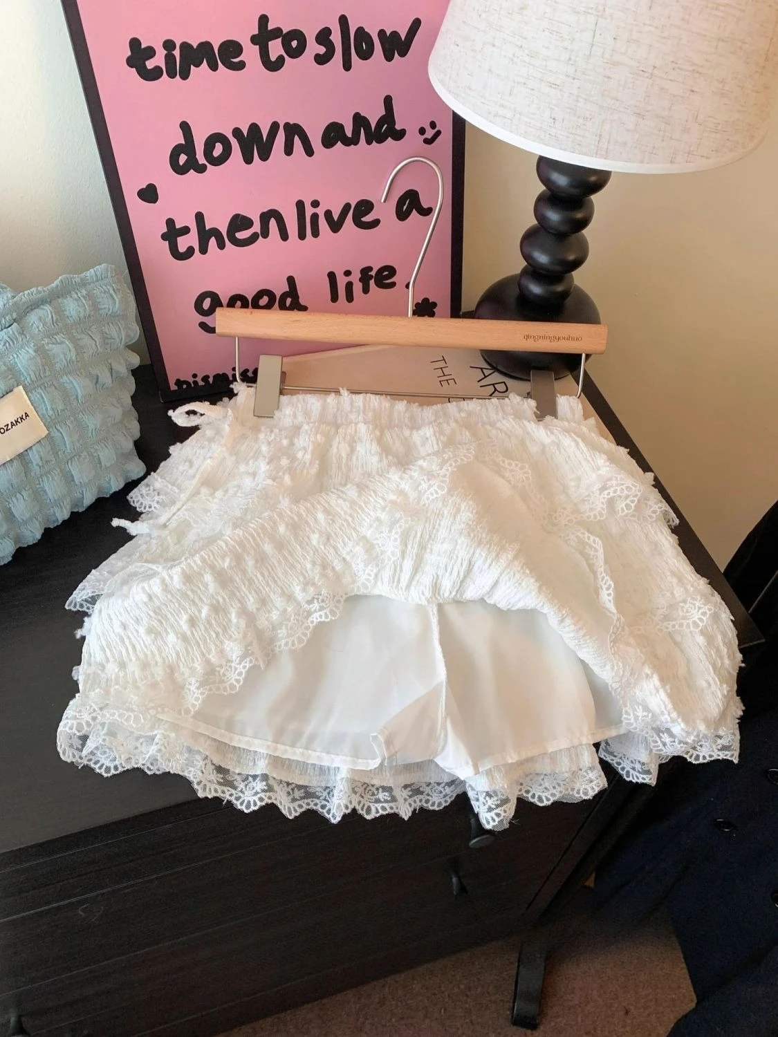 White Bow Lace Tutu Skirt Women's Summer Anti-Exposure Puffy Short Skirt High Waist Slim A-Line Skirt