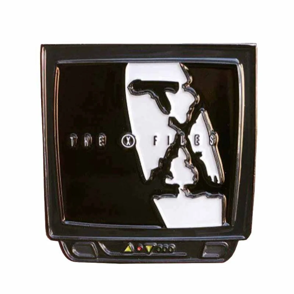 Retro Antique Mystery Television Metal Brooch Creepy Dark Enamel Pin Streetwear Decor Holiday Present for Macabre Collectors