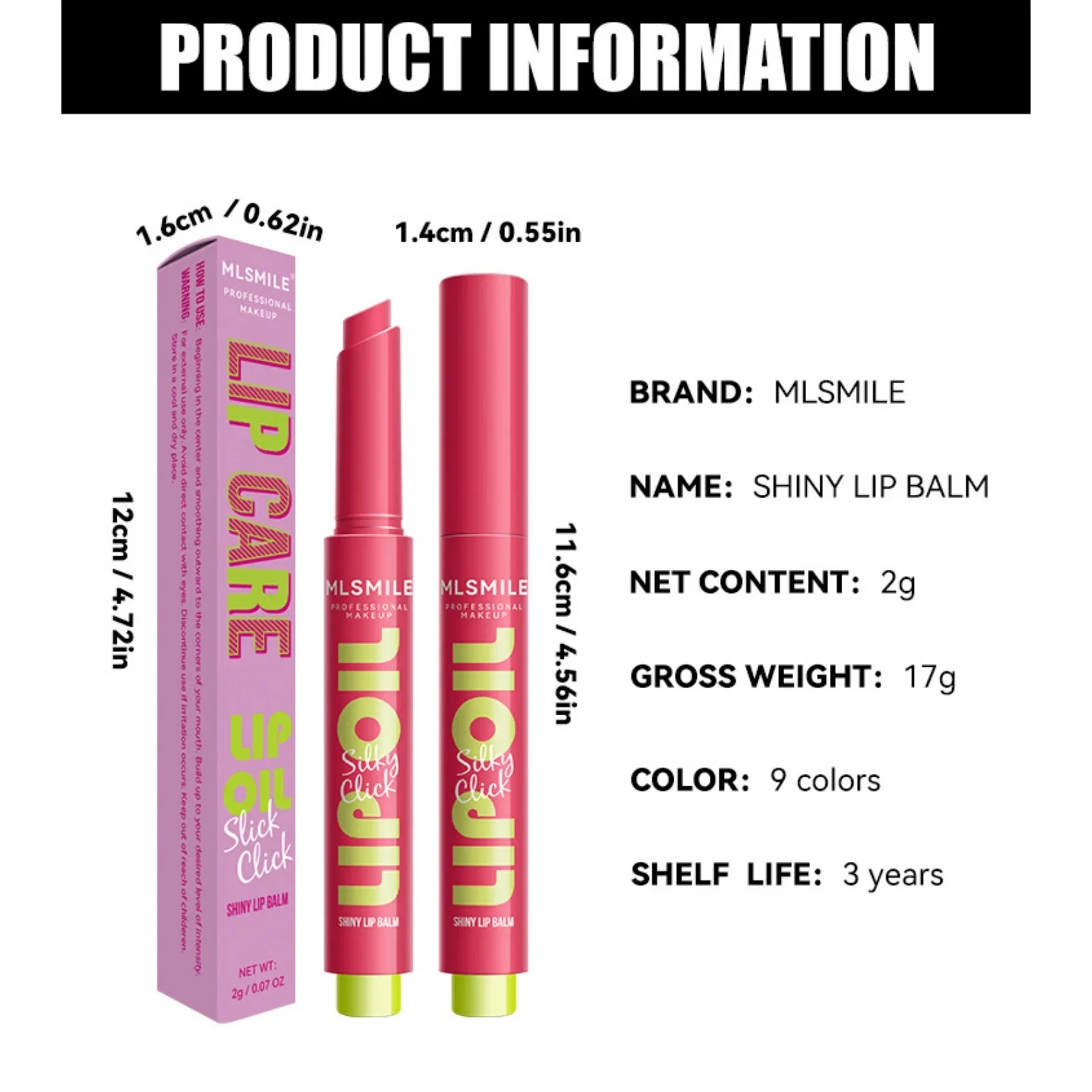 MLSMILE maquillaje formato de clic lápiz labial brillante bálsamo labial espejo brillo de labios aceite de labios hidratante de larga duración