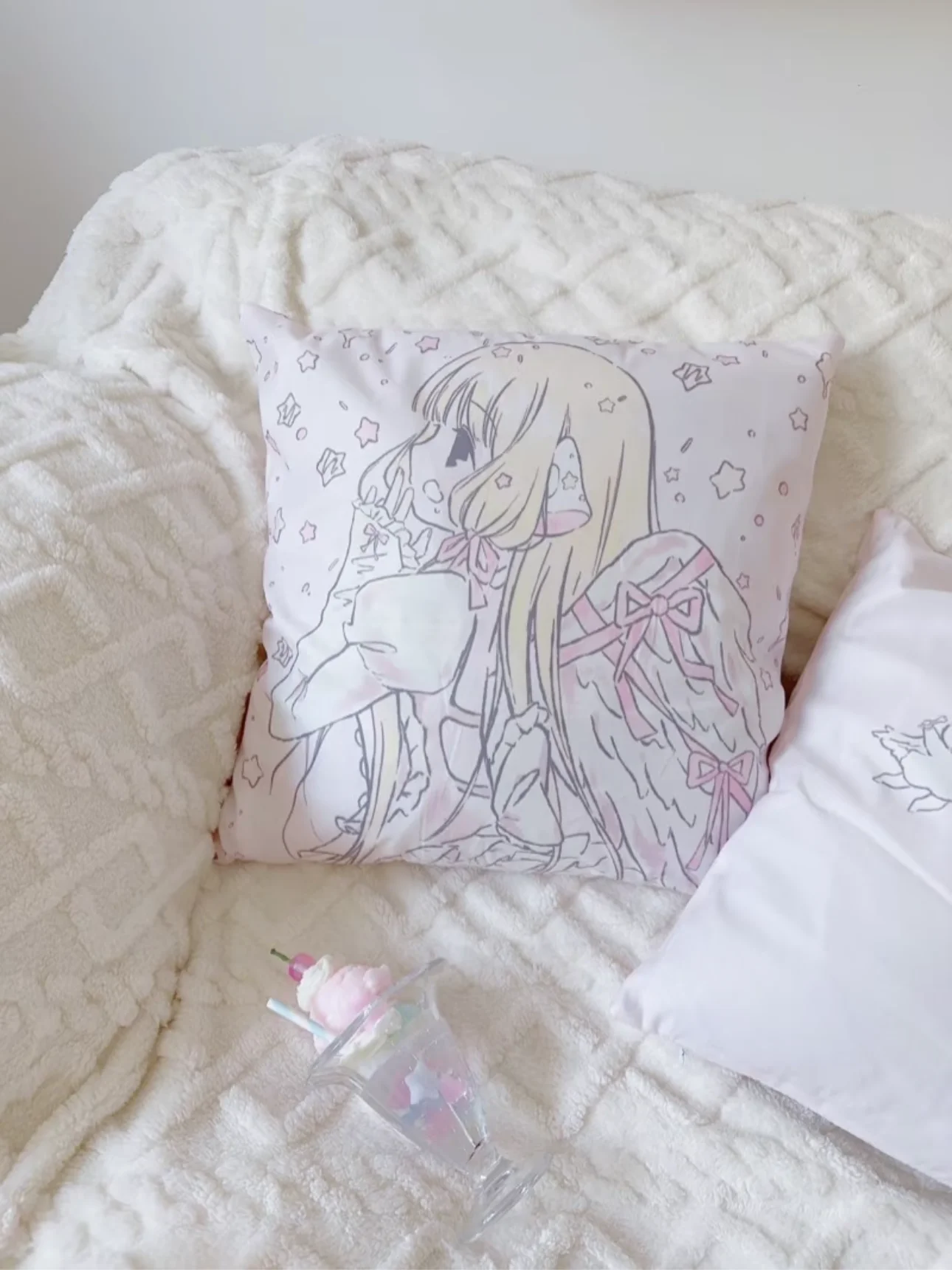 Chobits Kawaii Anime Girl Cute Pillow Case Sofa Living Room Bedroom Headboard Backrest Cushion Square Cushion Nap Time