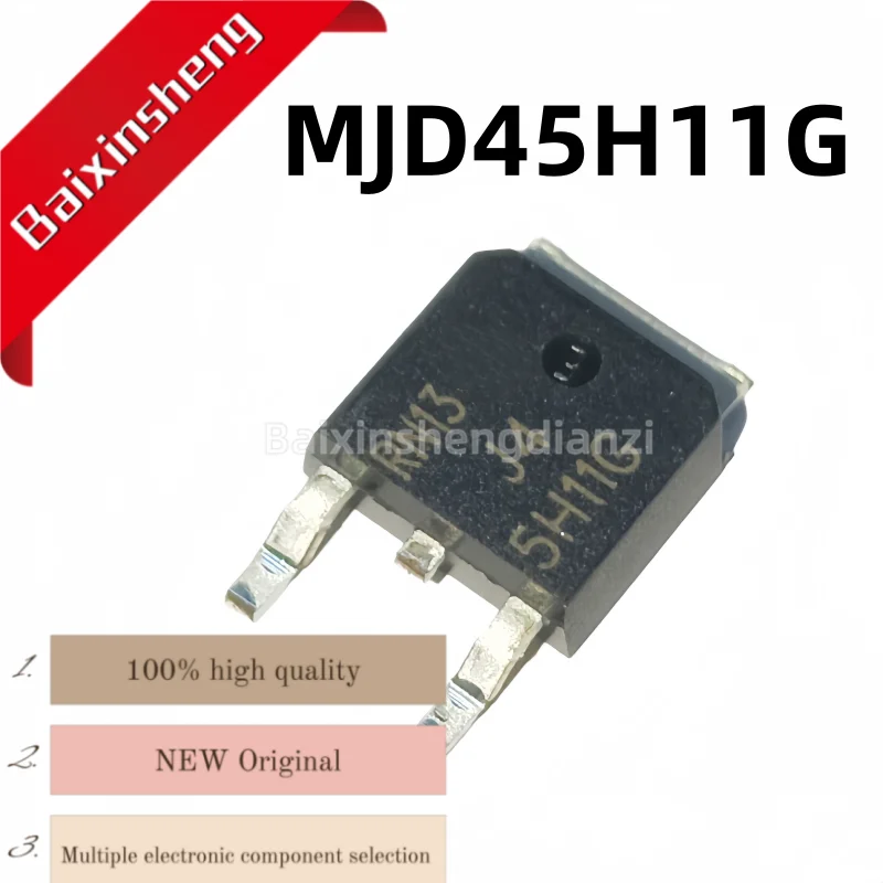 

20 pieces, MJD45H11G, Screen printing: J45H11G, 8A8V, surface mount package TO-252, transistor