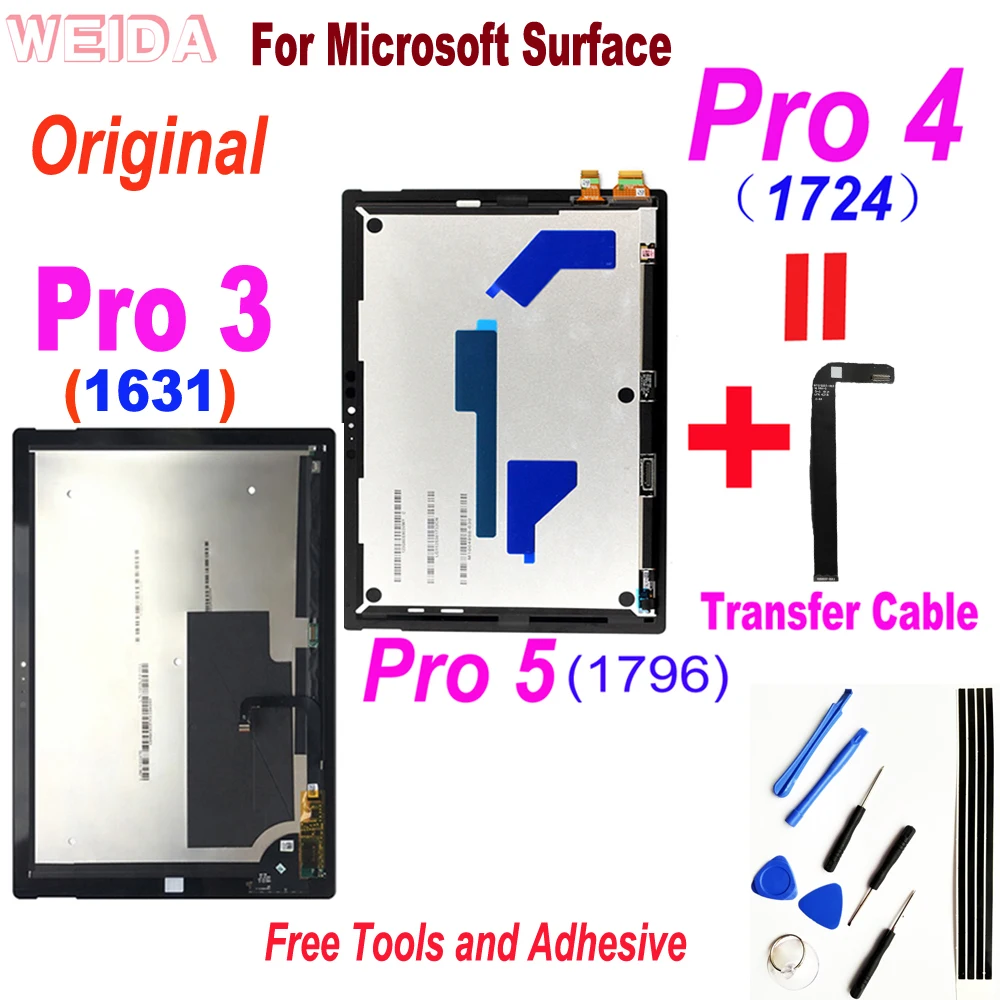 LCD Display Touch Screen digitalizador, Superfície Original Pro 5, Microsoft Surface Pro 3, Pro 4 1724, Pro 5 1796, Novo