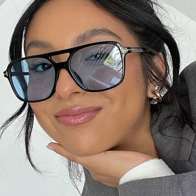 

Vintage Square Sunglasses Women Retro Brand Sun Glasses Female Black Yellow Fashion Double beam Design Sunglasses Oculos De Sol