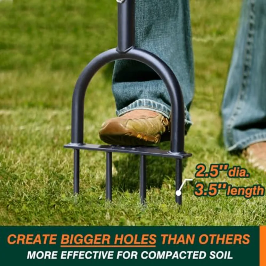 콜웰트 잔디 통기기 도구 38인치 헤비 듀티 잔디 스파이크 통기기 (압축된 토양 통기용) 수동 잔디 통기기 도구