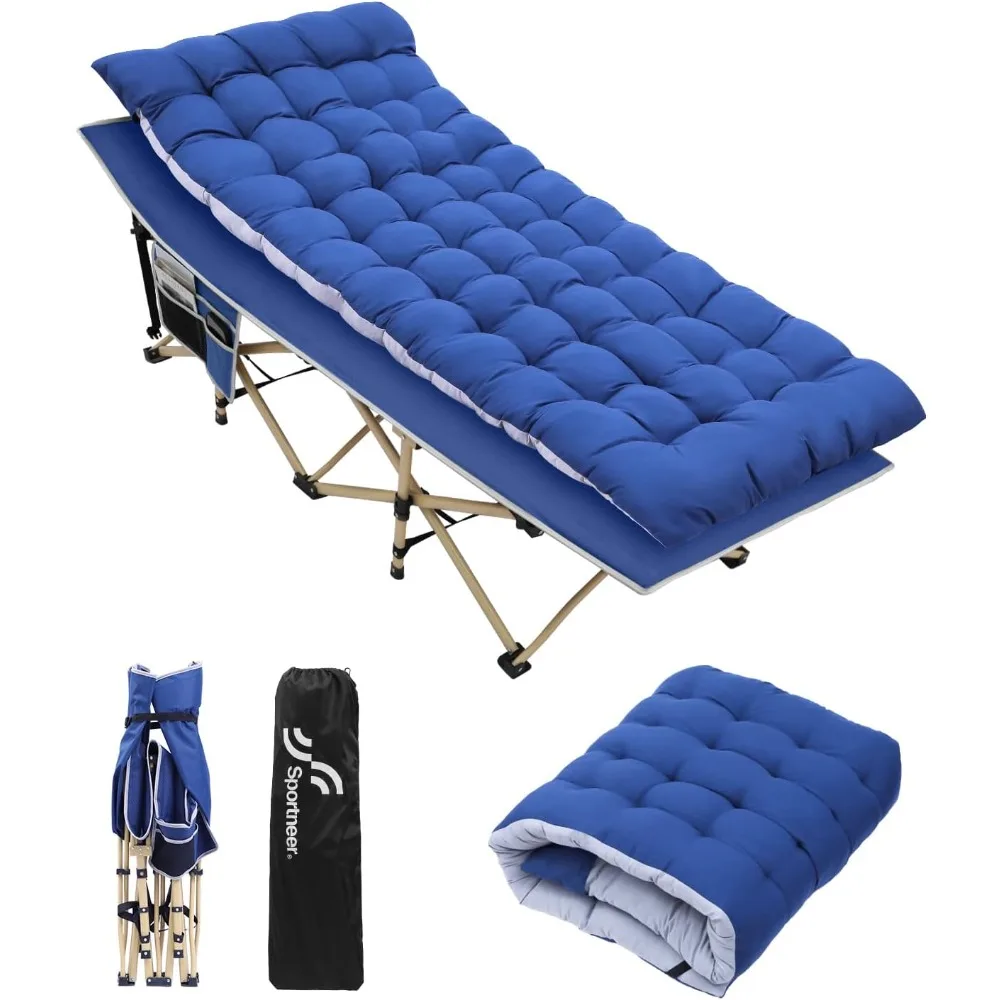 

Cots for Sleeping, Camping Cots for Adults with Mattress Max Load 450 LBS Heavy Duty Folding Portable Bed