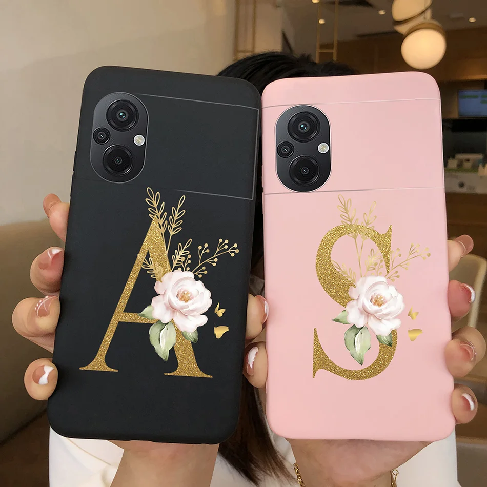 For Xiaomi POCO M5 Case Luxury Fashion Silicone Soft TPU Back Phone Protector Shell For Xioami POCO M5 4G Cute Letter Cover Bags