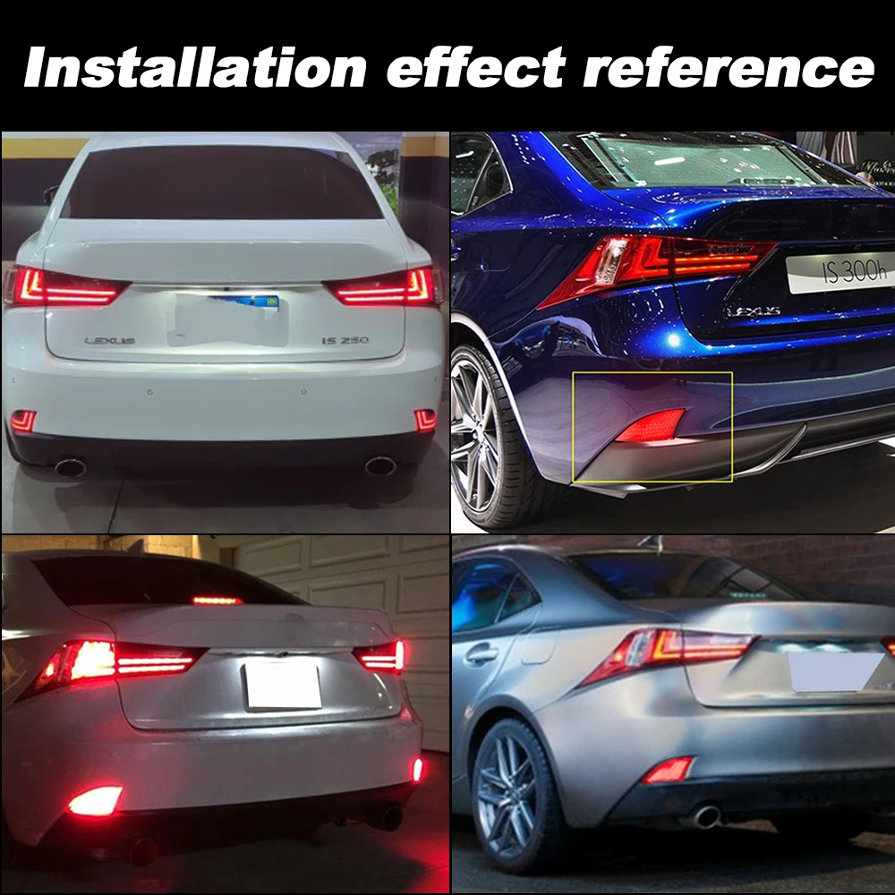 

2×Red LED Rear Brake Lights Bumper Reflector Car Taillight Lamp Fog Lamps for Lexus IS200t IS250 IS300 IS350 Base F Sport IS300h
