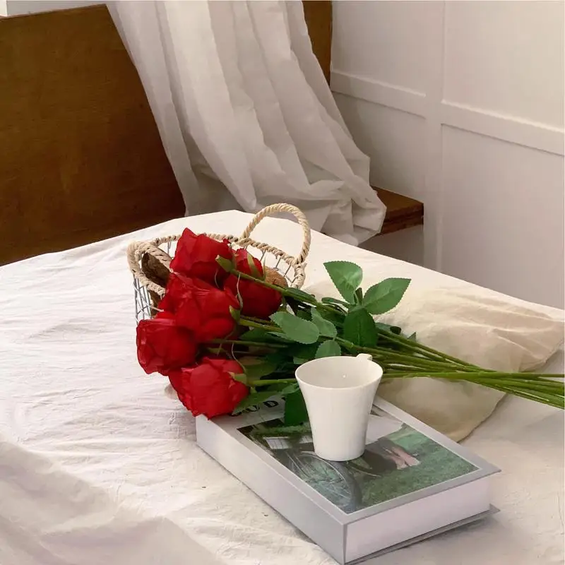 

Artificial Rose Bouquet 10X Long Stem Artificial Flowers For Tall Vase Romantic Home Decor For Valentine's Day Party Mother's