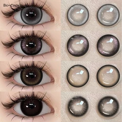 Bio-essense 1 Pair Big Eyes Black Lenses Korean Natural Lenses Color Contact Lenses Eyes with Gray Beautiful Pupil Lentes