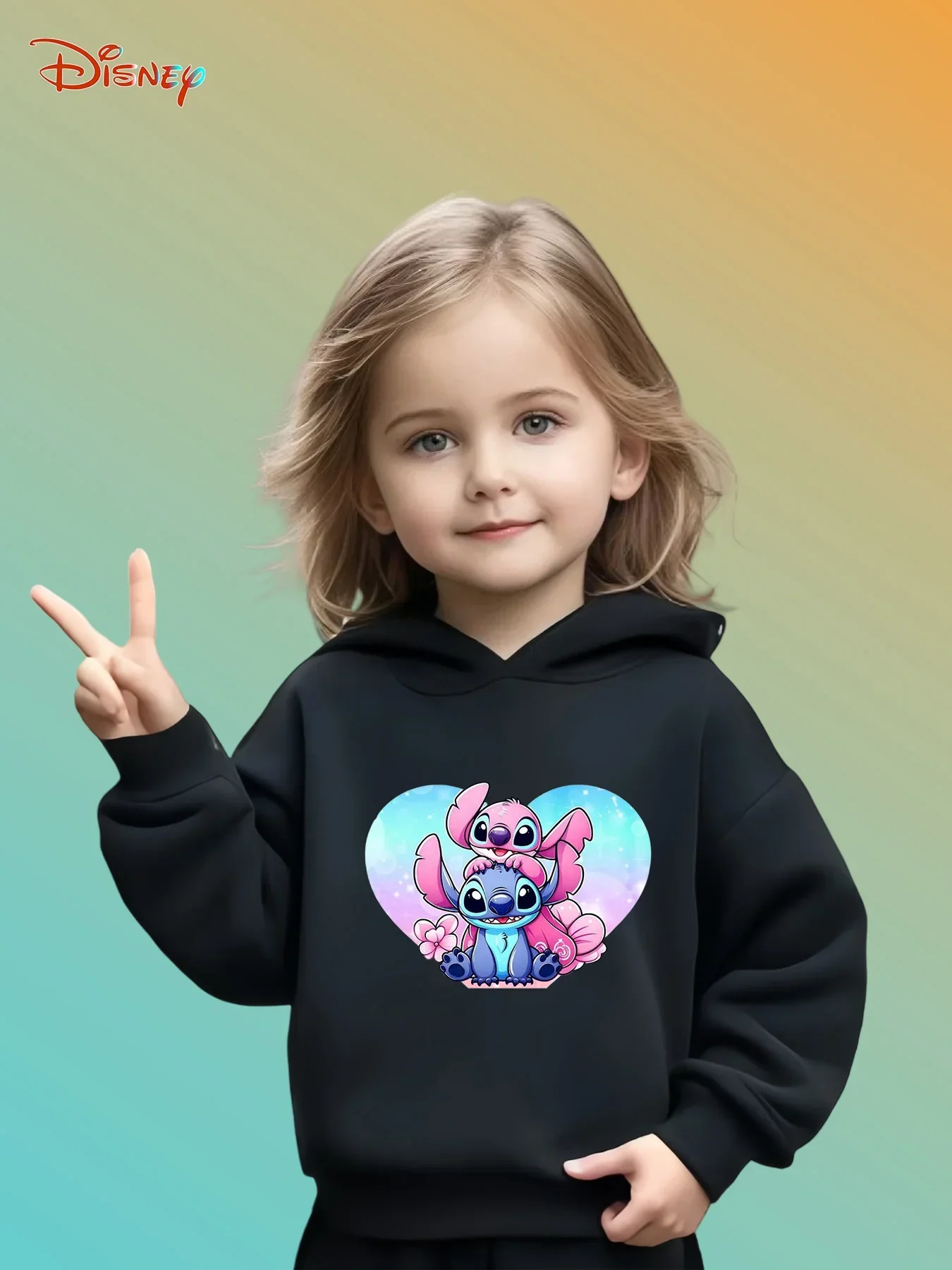 

Girls Boys' Casual Cartoon Disney Lilo & Stitch Cute Outdoor Pullover Comfortable and Warm Children's Clothes for Autumn Winter