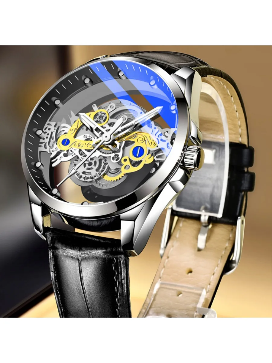 

Double-sided hollowed-out men's quartz watch business luminous waterproof watch