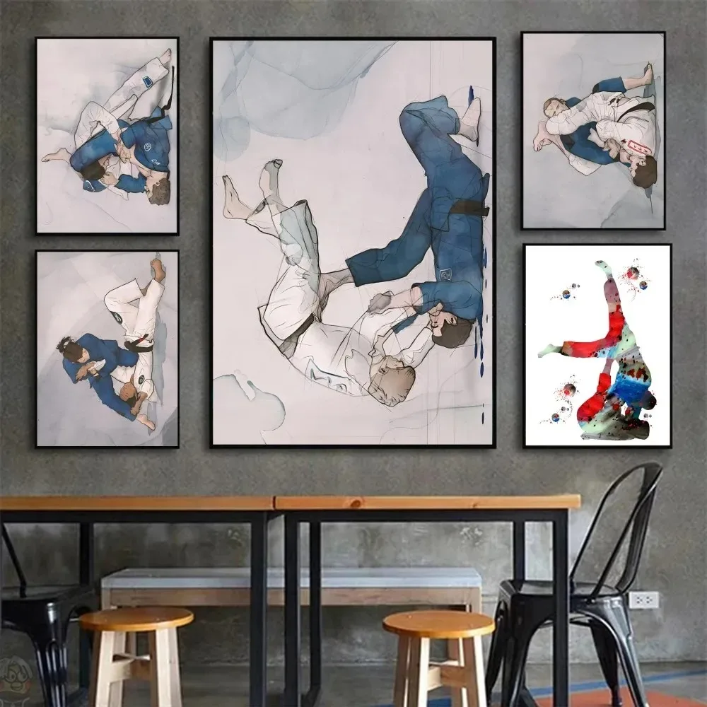 Jiu Jitsu Skeleton Fighter Abstract Poster and Prints Image Wall Art Canvas Painting Wall Pictures for Living Room Decor