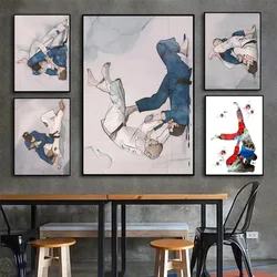 Jiu Jitsu Skeleton Fighter Abstract Poster and Prints Image Wall Art Canvas Painting Wall Pictures for Living Room Decor