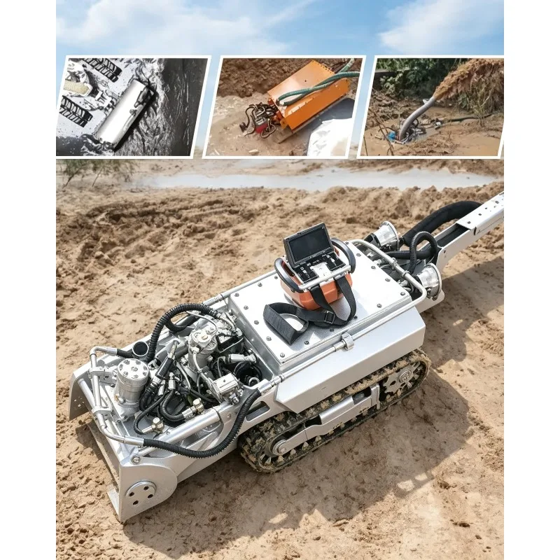 Low Cost Tracked Underwater Sludge Dredging Robot, Rubber Crawler Automatic Pipeline Cleaning Machine Sludge Cleaning Robot