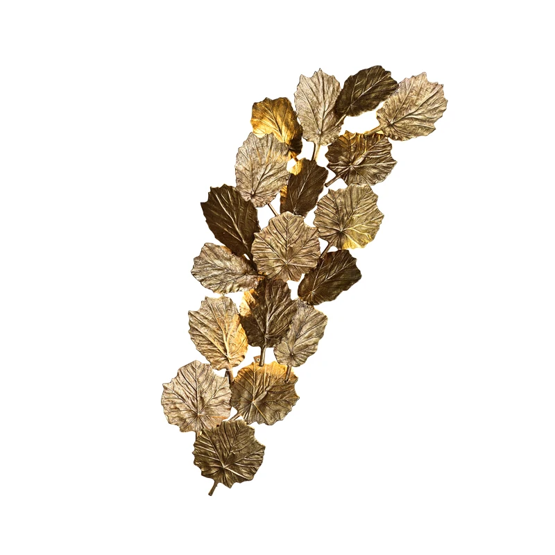 

Luxury Copper Brass Maple Leaf Villa Wall Lamp for Living Room Decor Bedroom Background Stair G9 Led Indoor Lighting Aisle Cafe