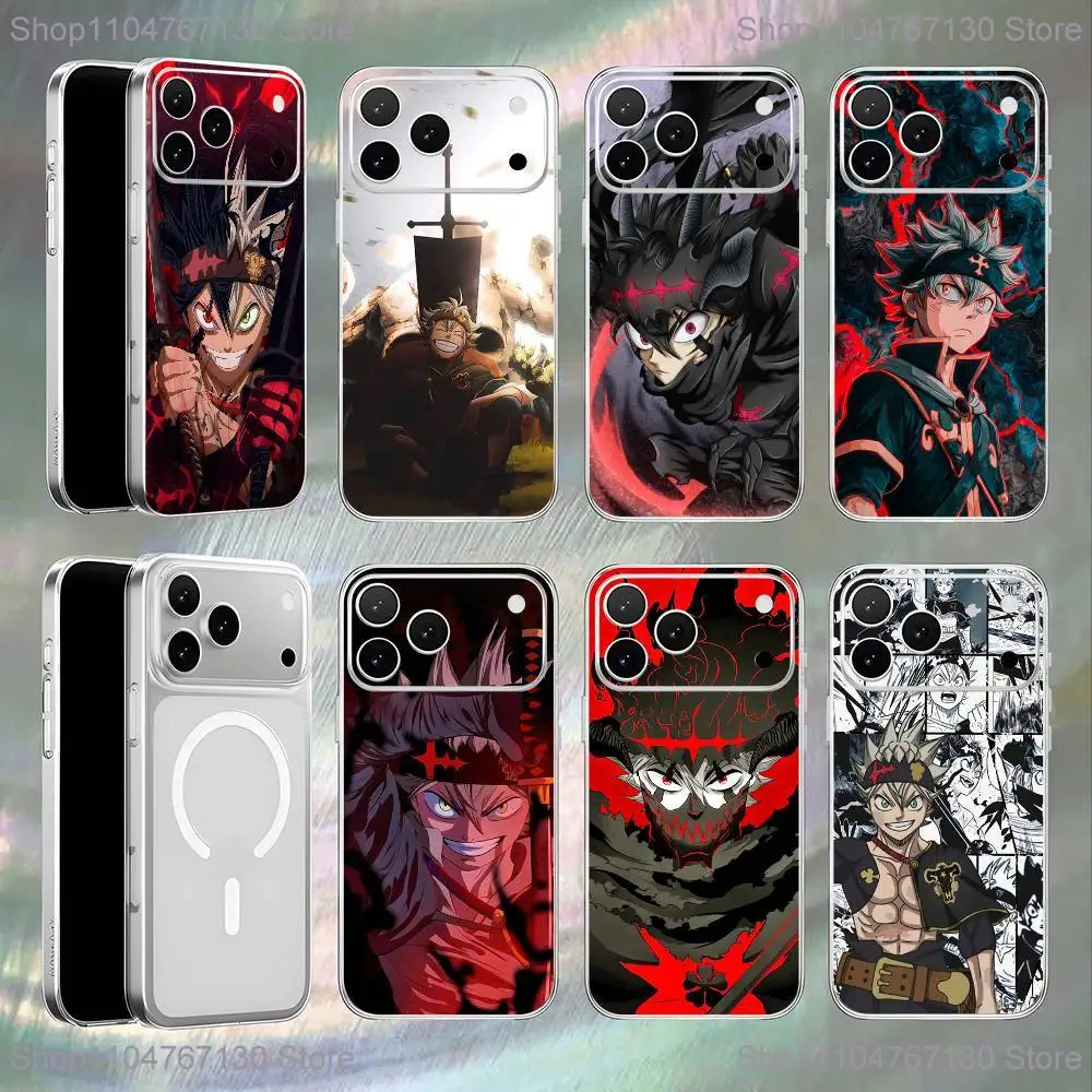 

B-Black Clover Asta Phone Case For iPhone 17,16,15,14,13,12,11,Pro,Max,Plus,E,Air,Mini Magnetic Magsafe Frosted Clear