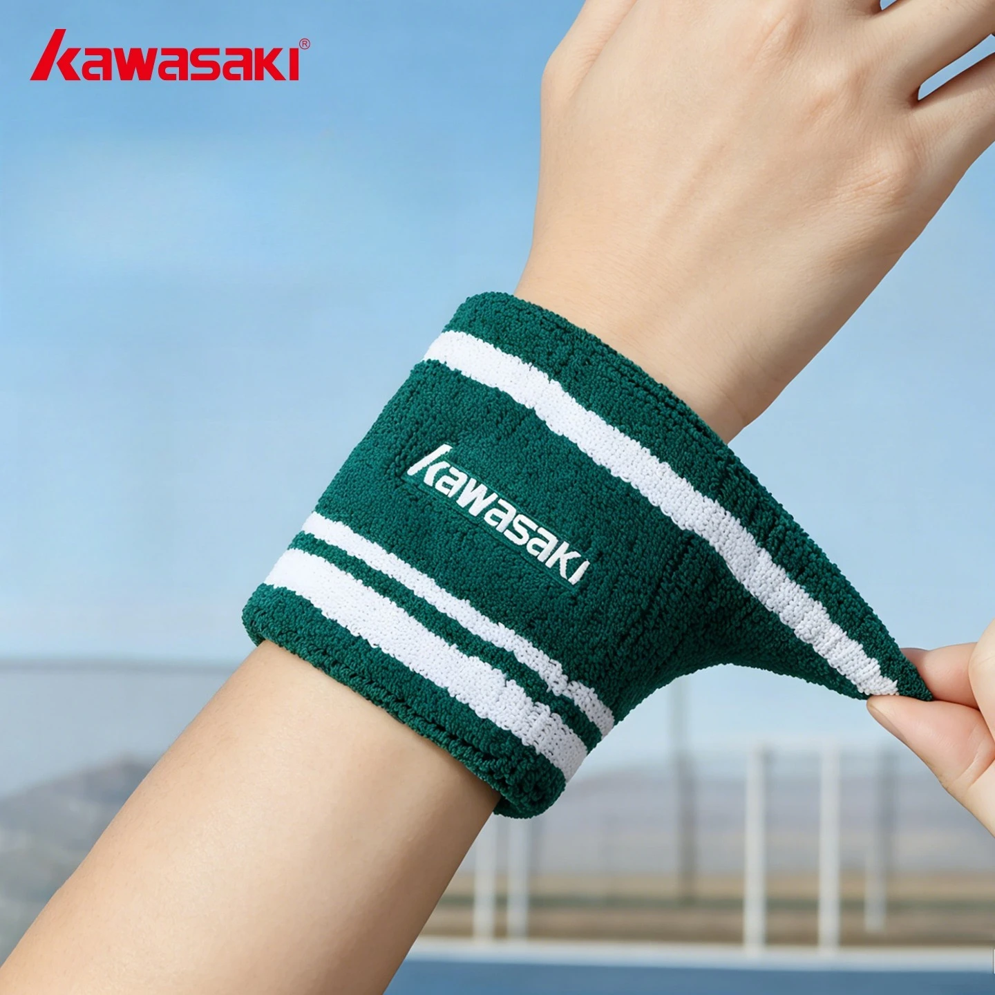 Kawasaki 1pcs Sports Sweatband Cotton Terry Cloth Wrist Sweat Bands Tennis Fitness Basketball Wristband Wrist Support Protector