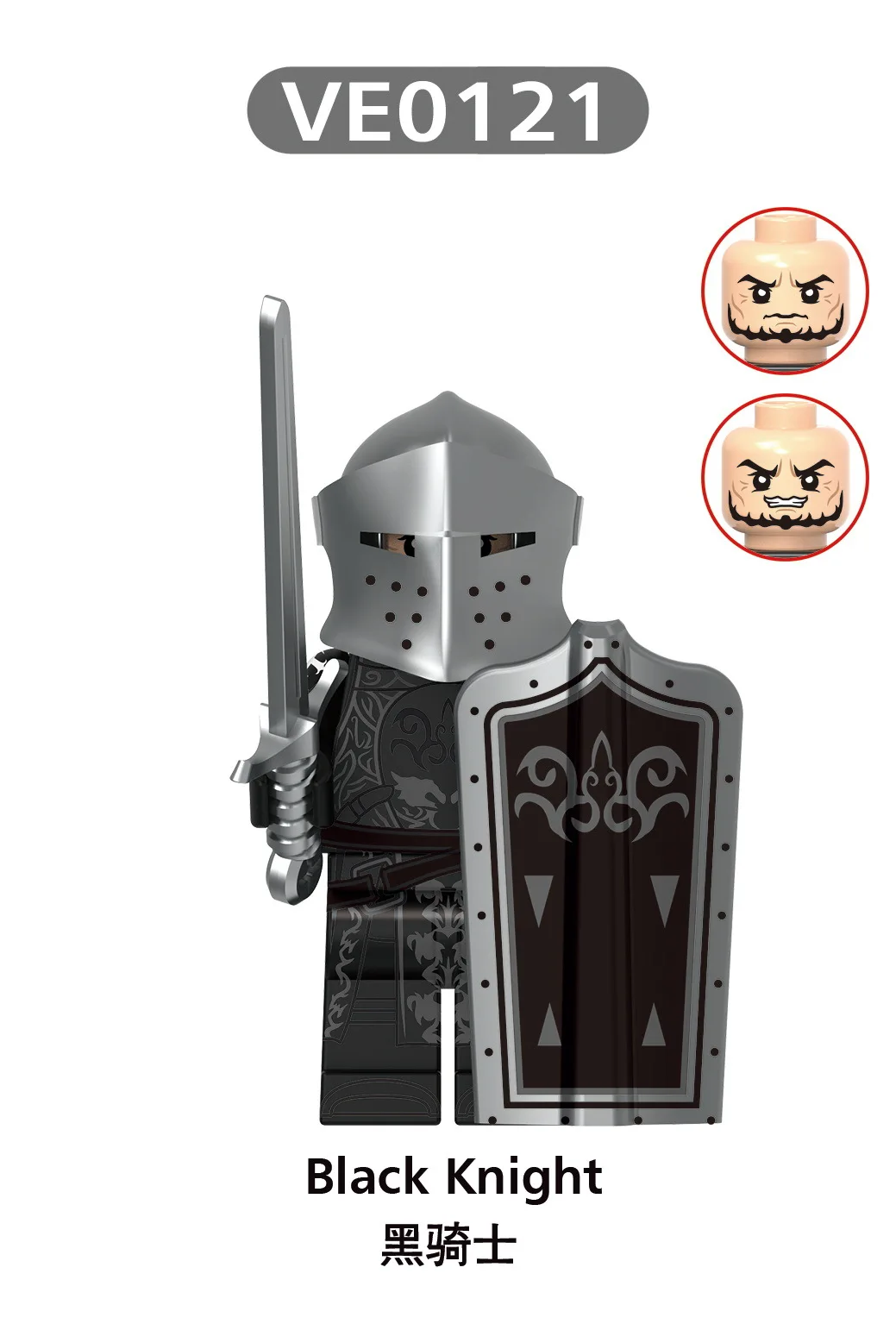 Mittelalterlicher Ritter Schwarzer Falke Krieger Wächter Bausteine Burg Militär Soldaten Figuren Armee Kriegszubehör Bausteine Spielzeug – Detail 7