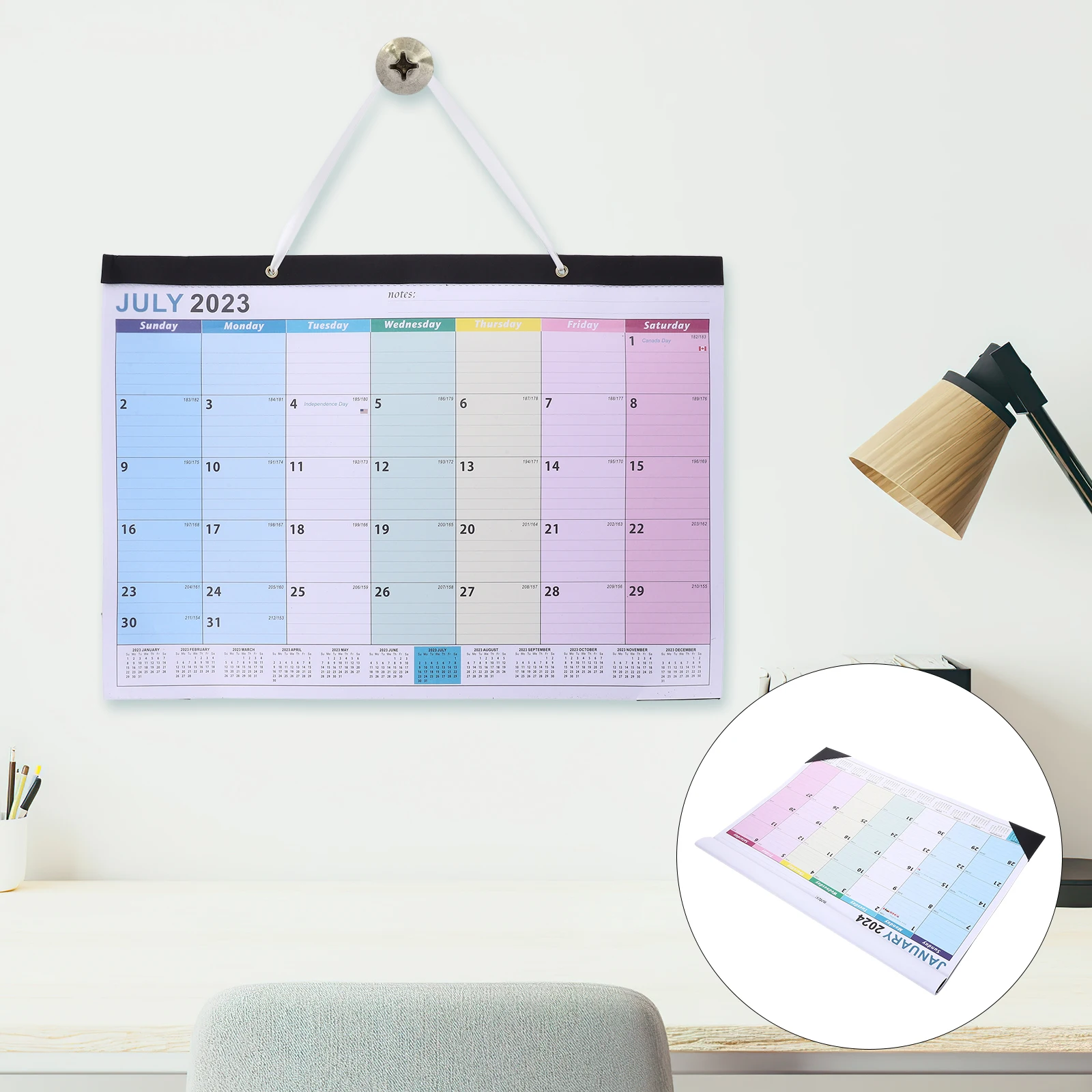 

Large 2023-2024 European Style Wall Hanging Thick Paper Monthly Planner Vertical Room Decoration Wall for Planning