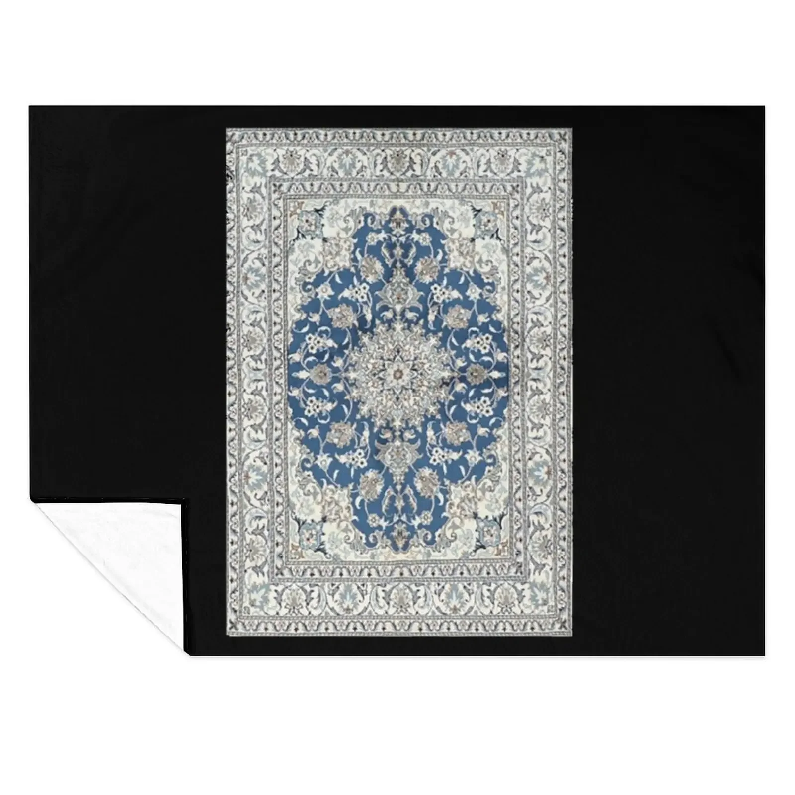 

Rug T-ShirtAntique Persian Rug - blue and gray Throw Blanket Flannel Fabric Bed Giant Sofa Decorative Sofa Blankets
