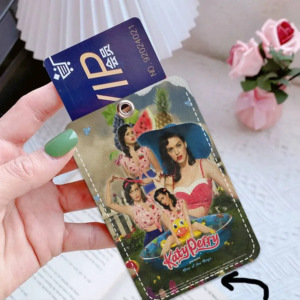 Classic Pop Singer K-Katy P-Perry Cute Cartoon Inteated Elevator Card Acc Control Card Keychain Protective Cover Gift Keychain