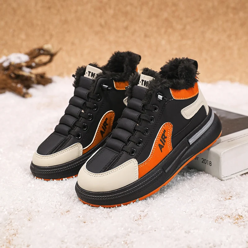 

Детские зимние теплые ботинки, универсальная повседневная спортивная обувь в корейском стиле, кроссовки для молодых студентов на толстой подошве, кроссовки для бега