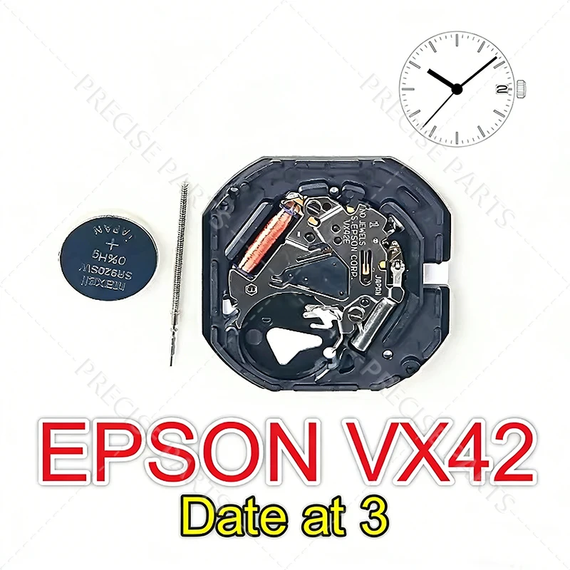 New VX42 Movement Quartz Electronic Movement VX42E Date At 3  Three Hands Watch Repair Movement Replacement Parts