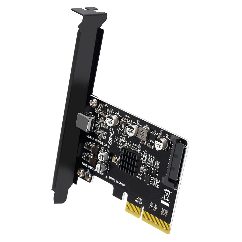 USB PCIE-карта типа C PCI-Express к USB 3.2 Gen 2 Карта расширения PCI Express 20 Гбит/с к USB3.2 Gen2 для Windows/Linux