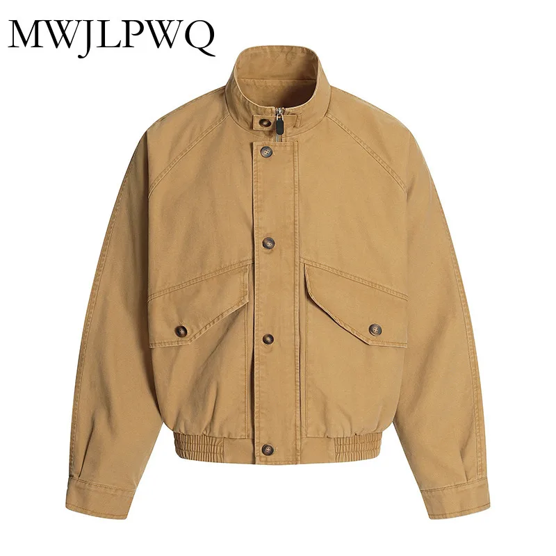 

MWJLPWQ New Versatile Stand Collar Zipper Cargo Jacket Male High Street Deonstruction Casual Loose Top 2025 Autumn Trend 010947