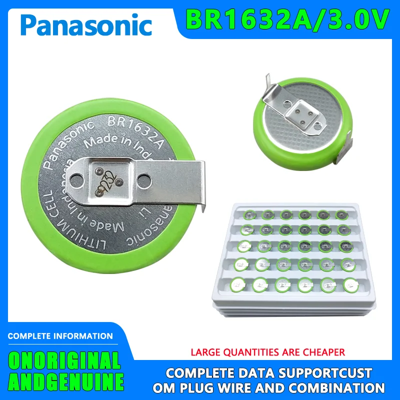 

Panasonic BR1632A/HAN button battery 3v with solder foot control PLC motherboard power supply Replace CR1632