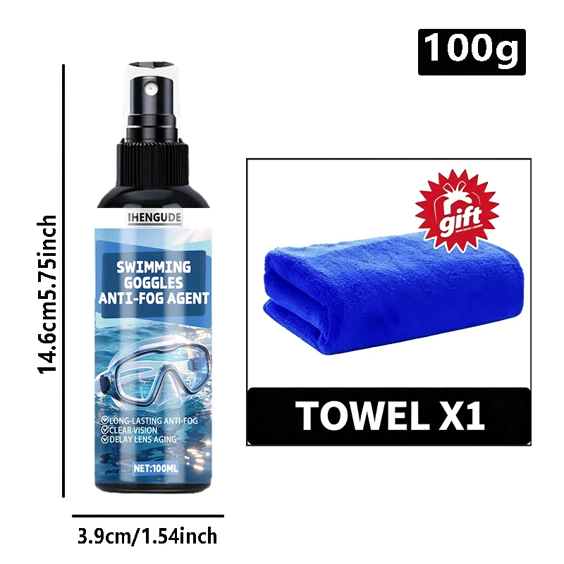 100ml Anti-Beschlag-Spray für Schwimmbrillen - Langanhaltende Klarheit, Beschlagvorbeugung für Schwimmen, Tauchen - Sicher für Kontaktlinsen, Sportler