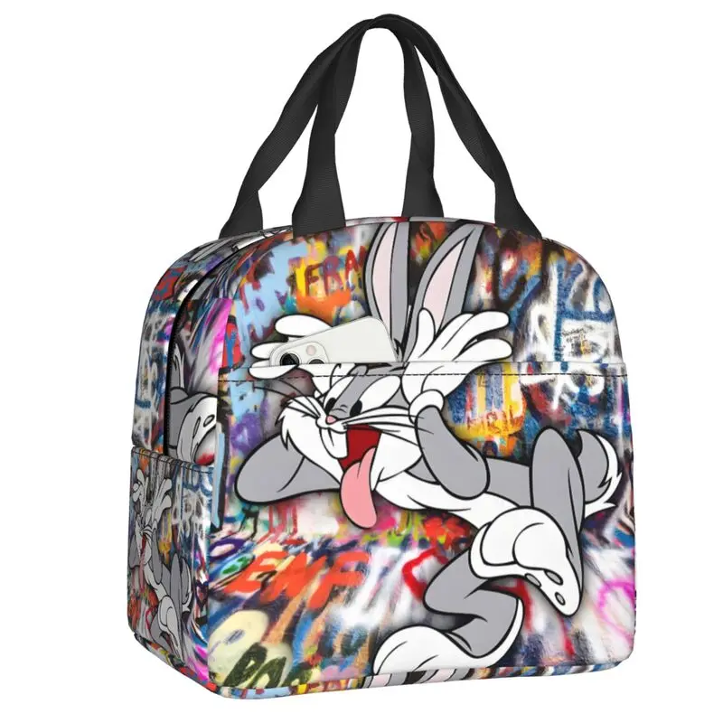 

Custom B-Bugs B-Bunny Insulated Lunch Bag for Women Leakproof Rabbit Anime Thermal Cooler Lunch Tote Beach Camping Travel
