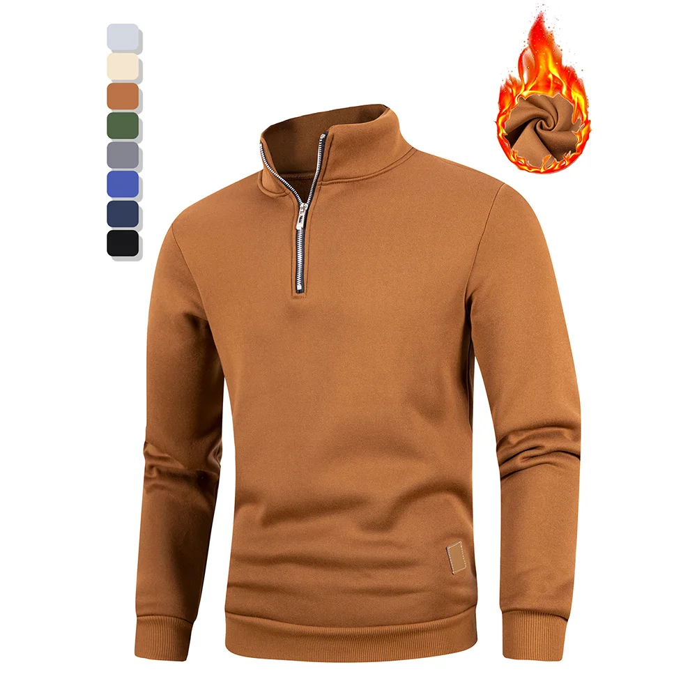 الخريف الرجال نصف سستة الوقوف طوق البلوفرات سليم صالح خفيفة الوزن طويلة الأكمام سترة الرجال بلوزات غير رسمية ملابس الشارع الشهير #4