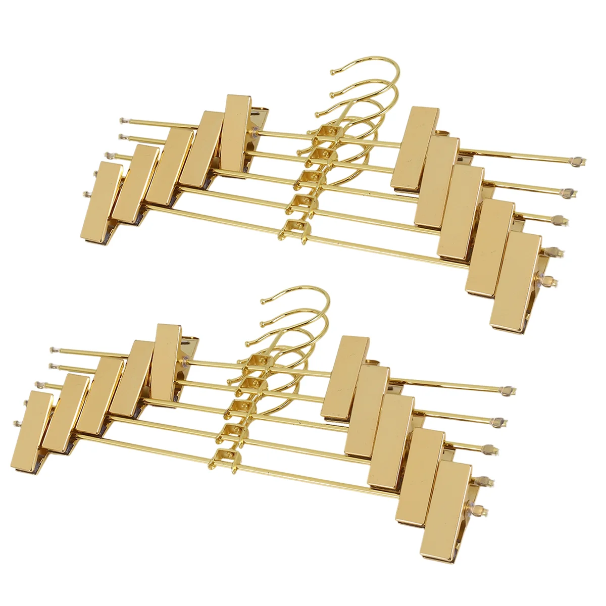 A013 Perchas para pantalones hechas de metal, 10 piezas, perchas para ropa, 30,5 cm, con 2 clips antideslizantes, para faldas, pantalones, ropa interior-2
