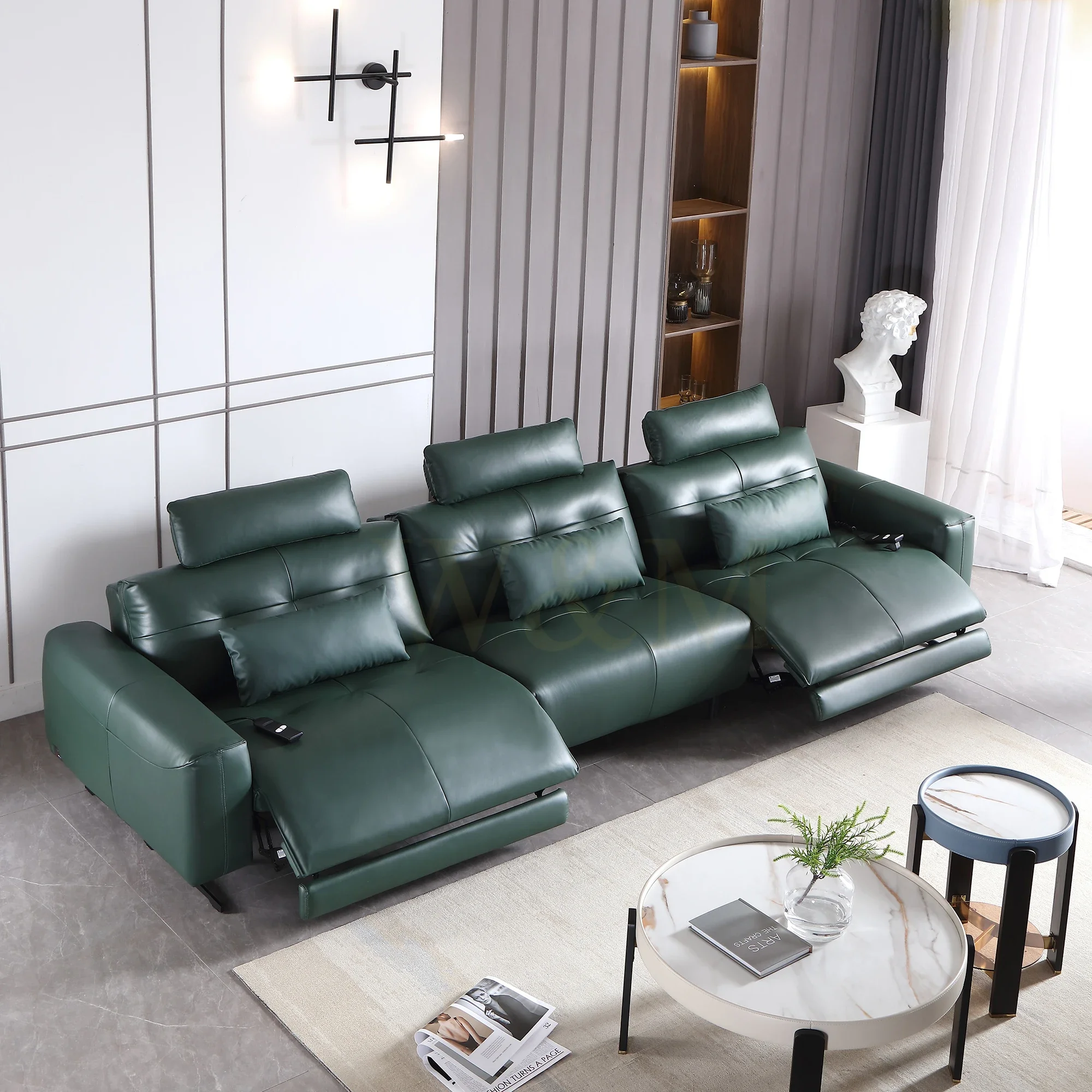 MANBAS Italian Genuine Leather Power Recliner Electric Reclining Sofa Set Functional Salon Cama Sectional Couch Theater Seat