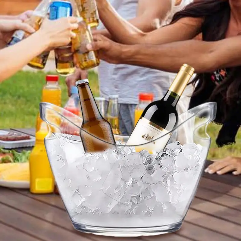 Wine Cooler Bucket Beverage Tub Clear Plastic Ice Bucket Or Champagne Bottles Ice Cooler For Wine Champagne Bar Supplies