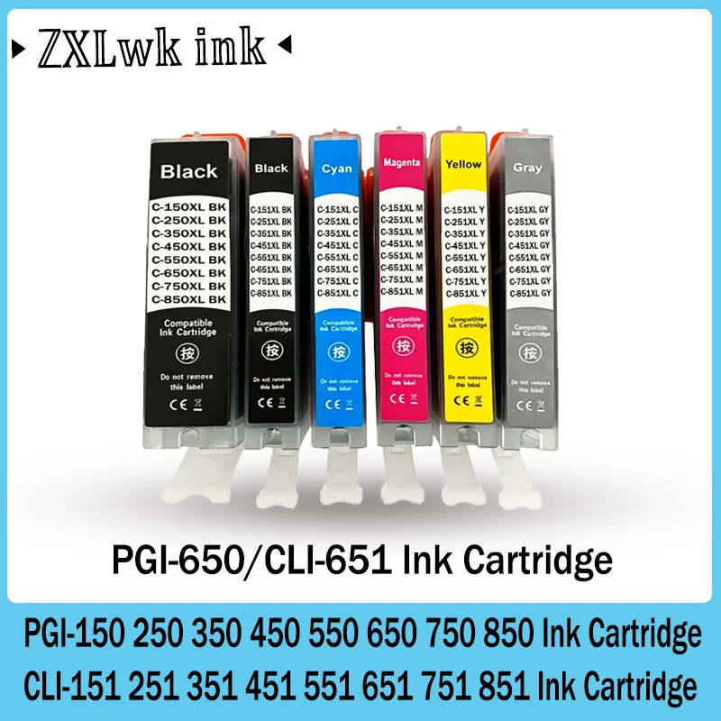 PGI-650 CLI-651 Ink Cartridge for Canon MG5460 MG5560 MG5660 MG6360 MG6460 MG6660 MG7160 Printer PGI 150 250 350 450 550 750 850