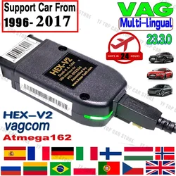 Probadores eléctricos de interfaz VAG COM 23,3, escáner HEX V2, VAGCOM, VW, AUDI, Skoda, Seat, ATMEGA162 + 16V8 + FT232RQ, nuevo, v23.3.1