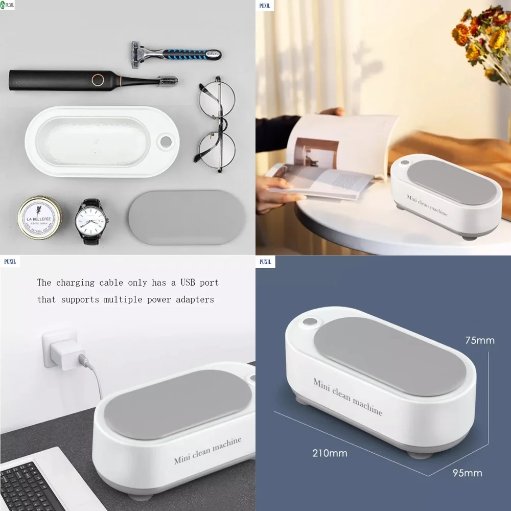 USB Portable Ultrasonic Cleaner for Glasses Jewelry Watches Dentures Coins Small Items Home Office Travel Use Mini Sonic