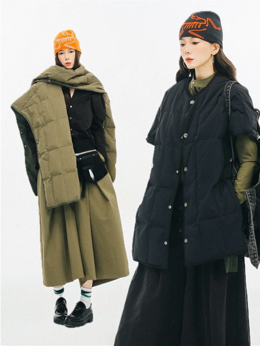 

Женская куртка OOK «Large Quilt» из 90% белого гусиного пуха, влагоотталкивающая, YR89, ретро-стиль, для повседневной носки, утепленная, средней длины, однотонная...